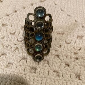 1970’s large handmade artsy brass chakra ring